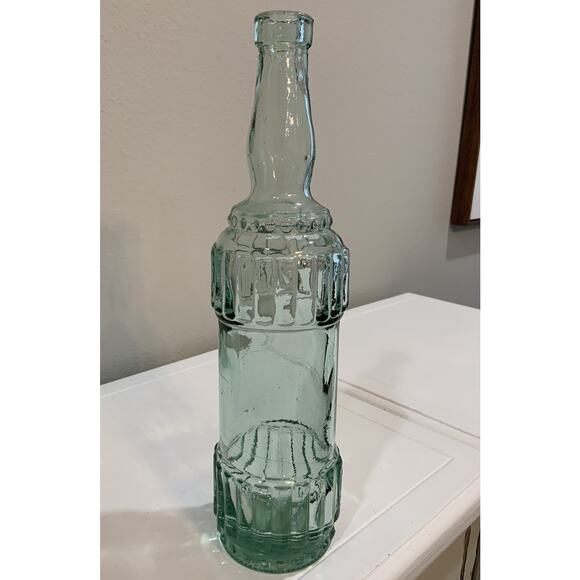 Vtg Himark Empty Green Blue Ornate Glass Bottle 12 1/2” H Made In Spain - Picture 4 of 7